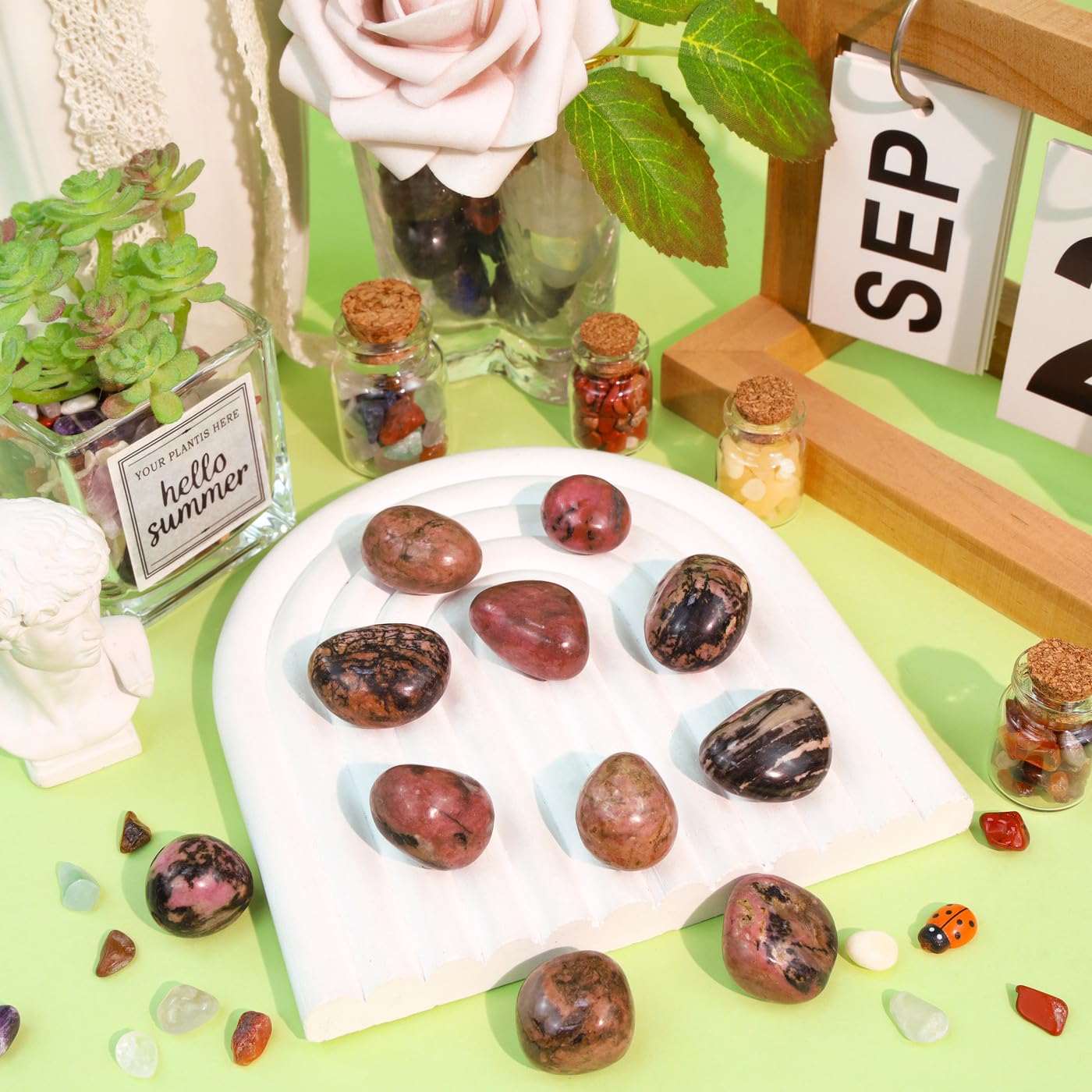 DUQGUHO Rhodonite galets pour bassin et aquarium apportant couleur et variété