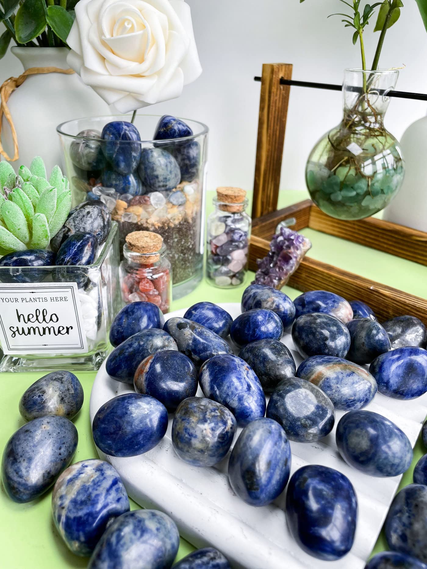 DUQGUHO sodalite bleue – décoratif pour bureau et étagère, reflétant la lumière