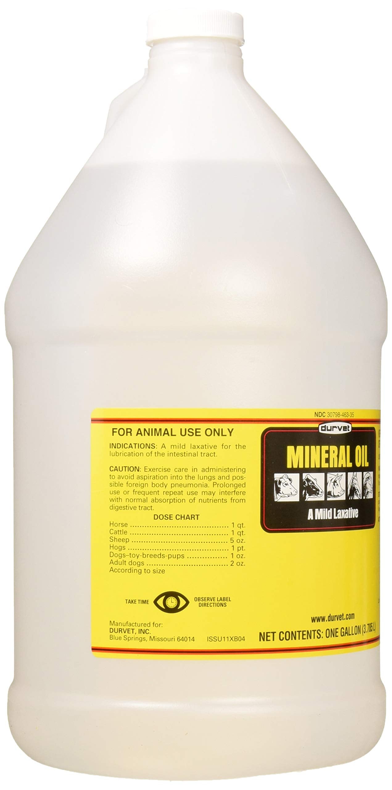 Vue d'utilisation du produit Durvet huile minérale pour divers animaux
