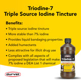 Etiquette claire Durvet Triodine-7, detail du produit pour usage fiable en soins veterinaire.