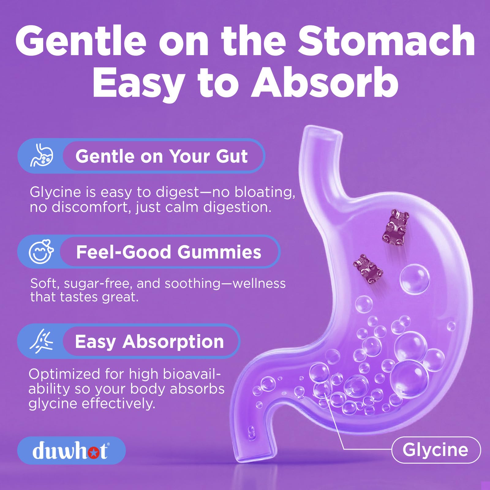 duwhot Glycine Gummies : ambiance nuit, idéale pour une transition calme vers le sommeil.