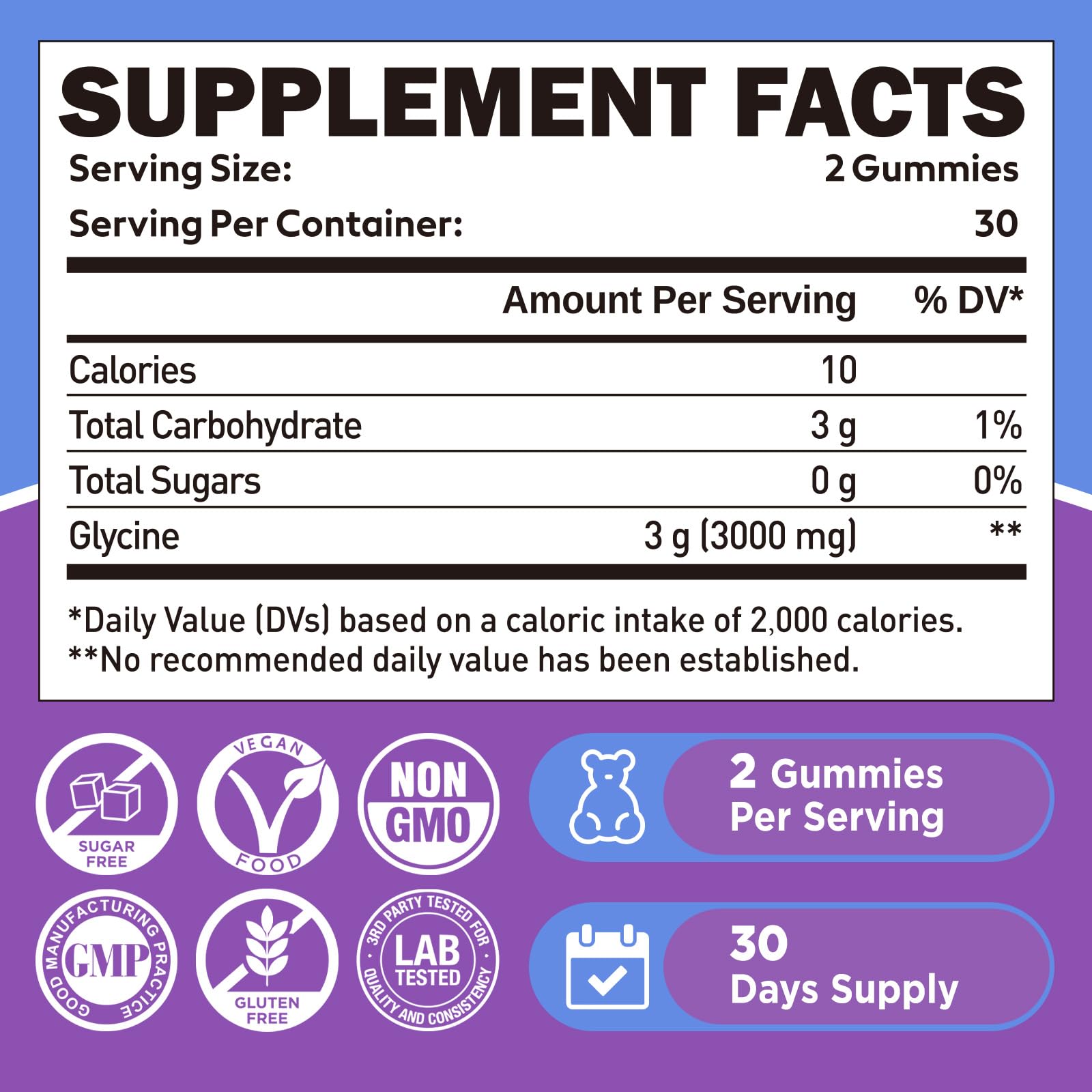 duwhot Glycine Gummies : boîte et étiquette visibles, parfaites pour une routine soir calmante.