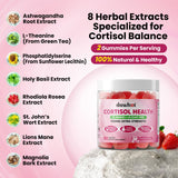Gomme duwhot Cortisol – emballage verso avec conseils d'utilisation et valeurs nutritionnelles.