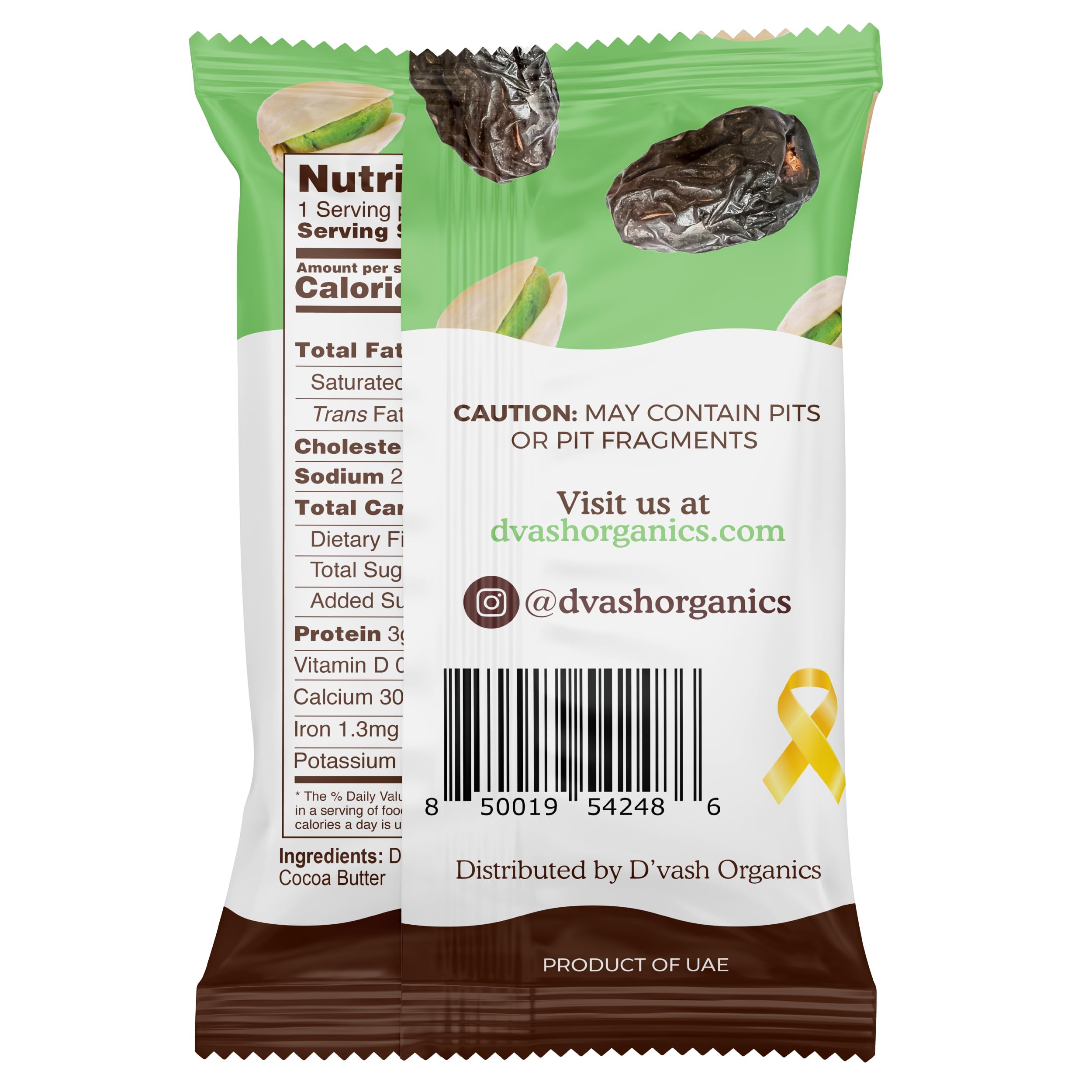 Saveurs cacao-beurre-de-cacahuète D’Vash Barres Fibres, goût riche.