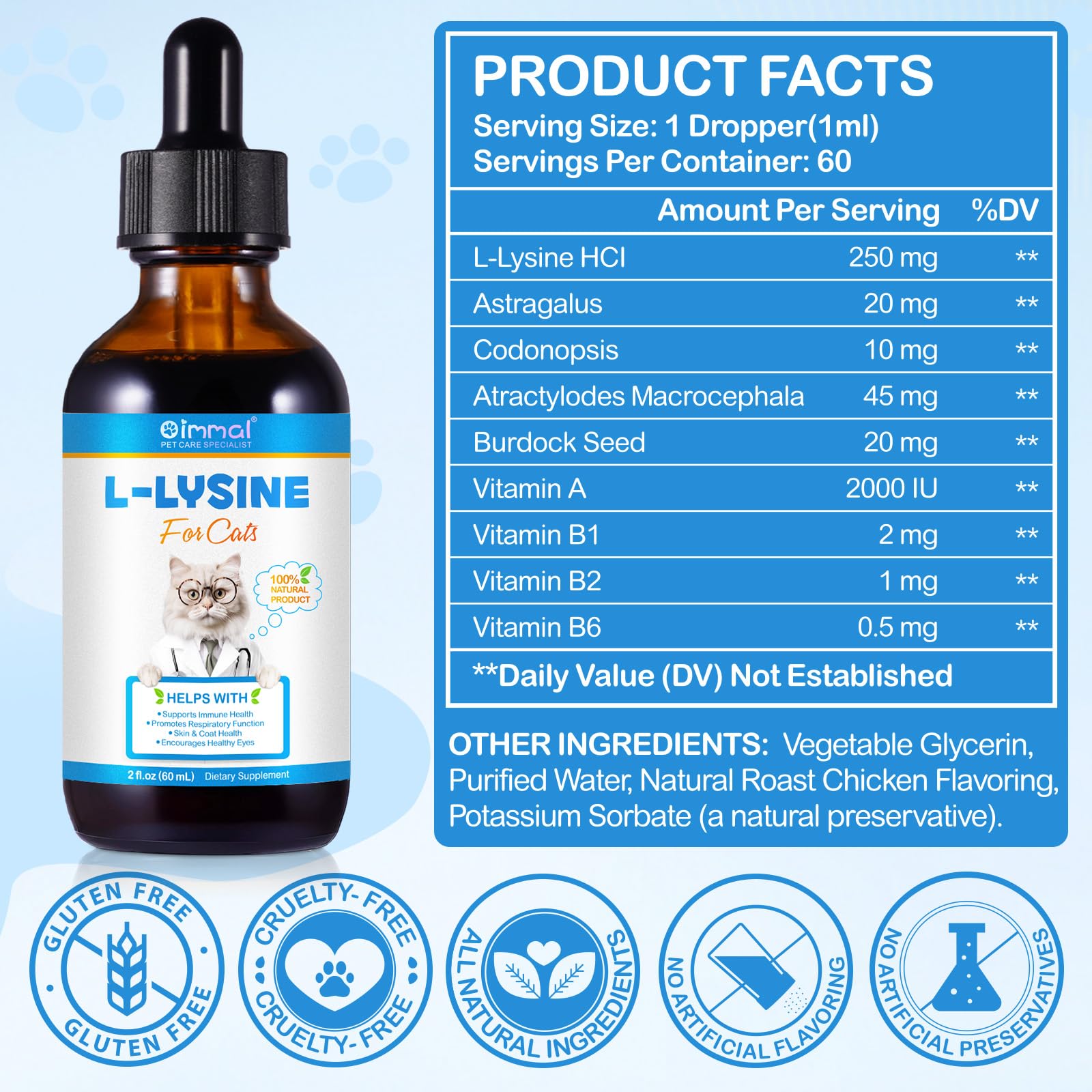 Taches de larmes réduites avec Dvoevivh Lysine pour chats