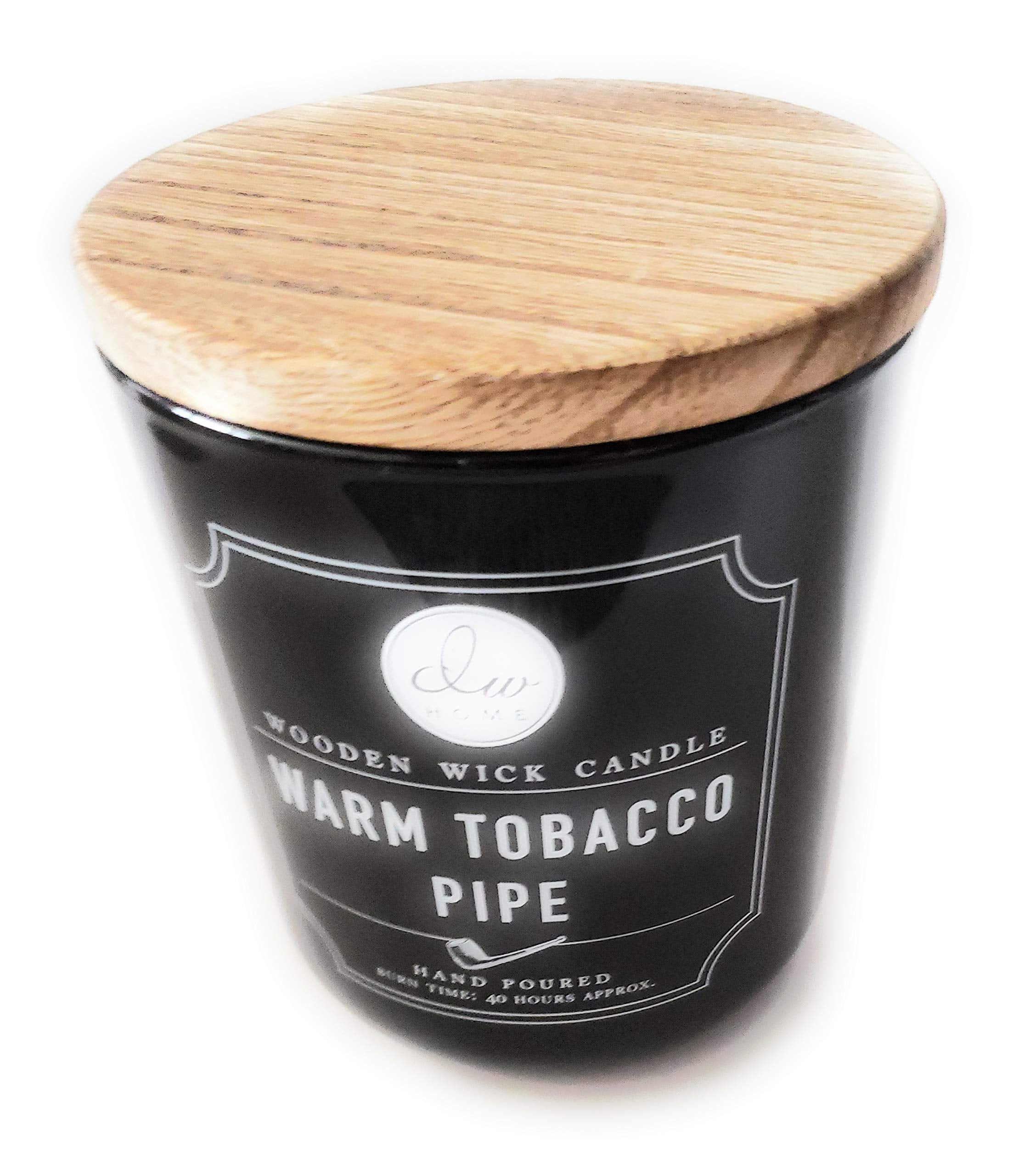 DW Home Bougie à mèche en bois avec parfum tabac chaud pour une ambiance chaleureuse.