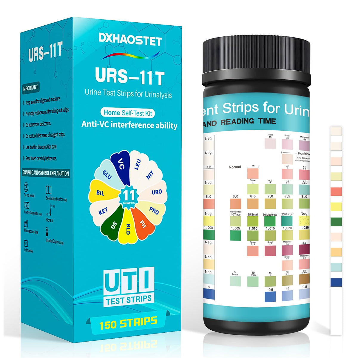 DXHAOSTET bandelettes urinaire 11 parametres, bouteille pratique pour auto-suivi.