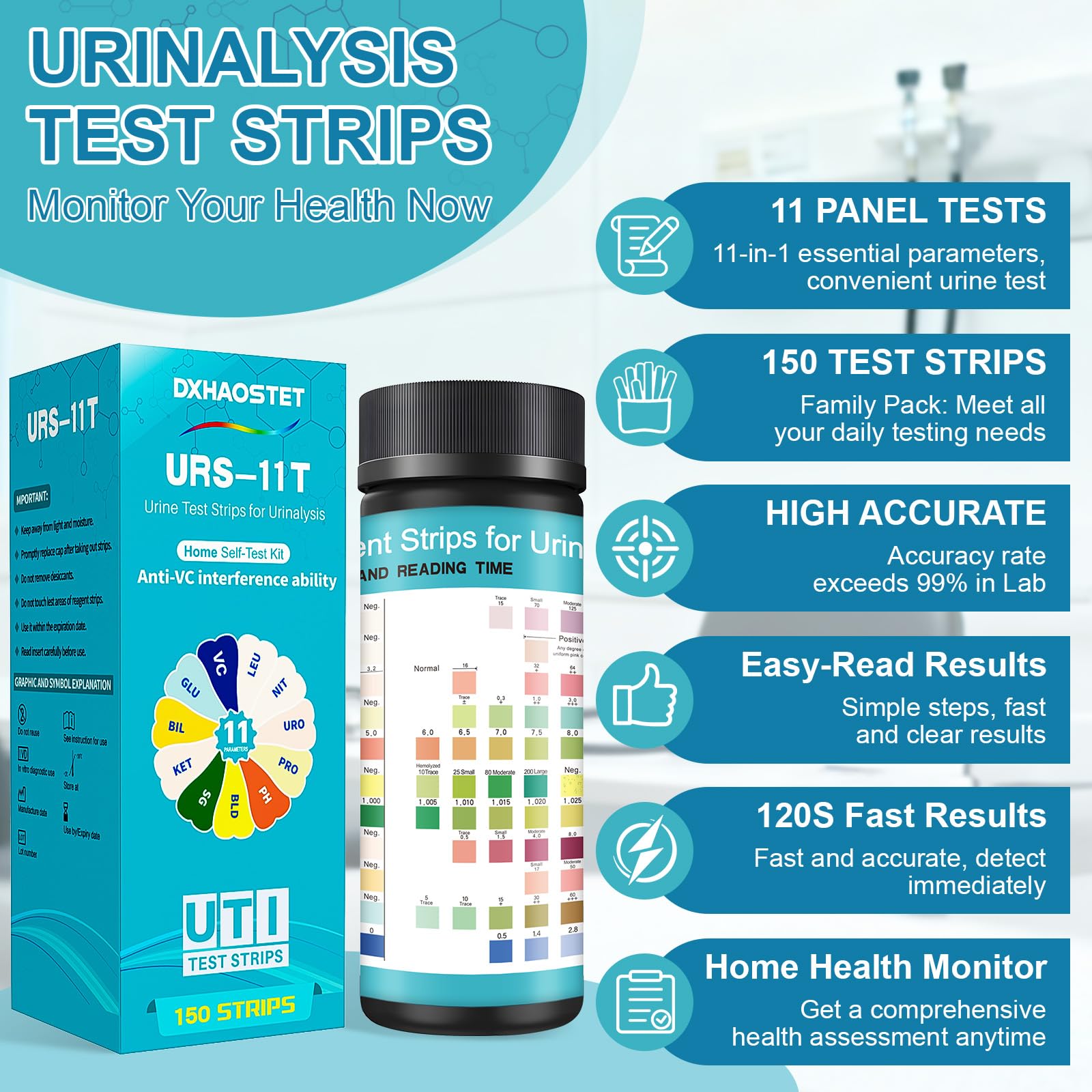 DXHAOSTET usage domestique bandelettes urinaire, resultats rapides a domicile.