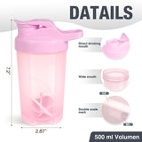 Bouteille shaker D.Y.A rose, couvercle fermé, étanche et sûr.