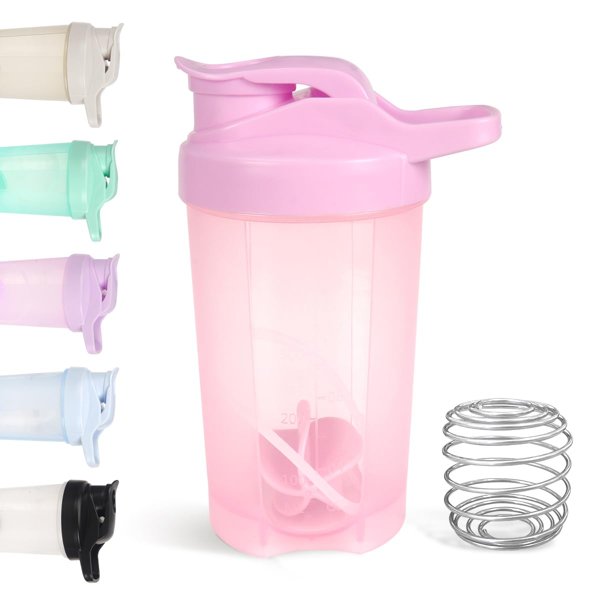 Bouteille shaker D.Y.A rose ouverte, idéale pour mélanger protéines et smoothies.