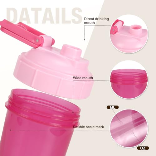 Bouteille mélangeuse rose D.Y.A 473 ml avec goulot large pour dosages faciles.