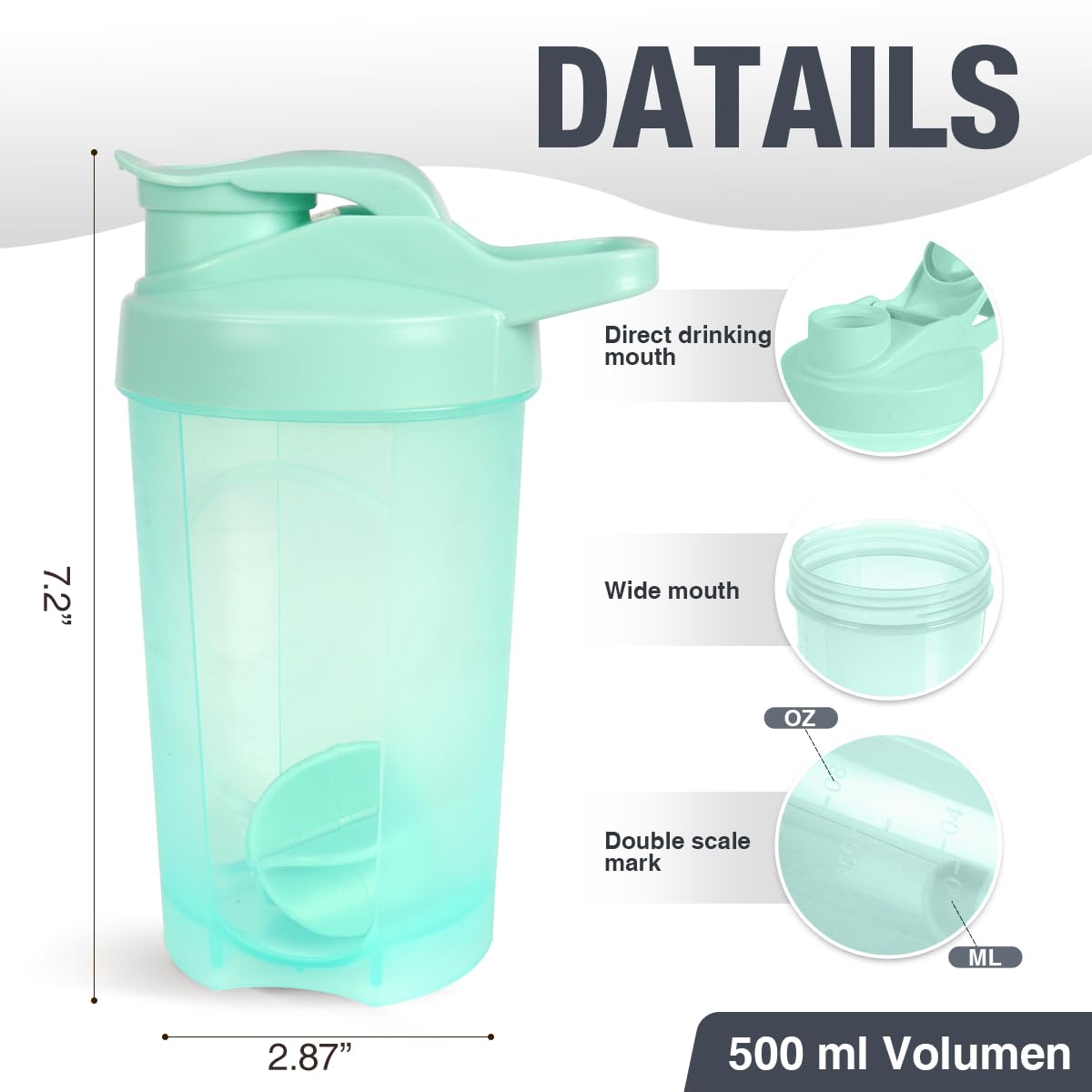 Shaker D.Y.A avec bouchon étanche empêche les fuites.
