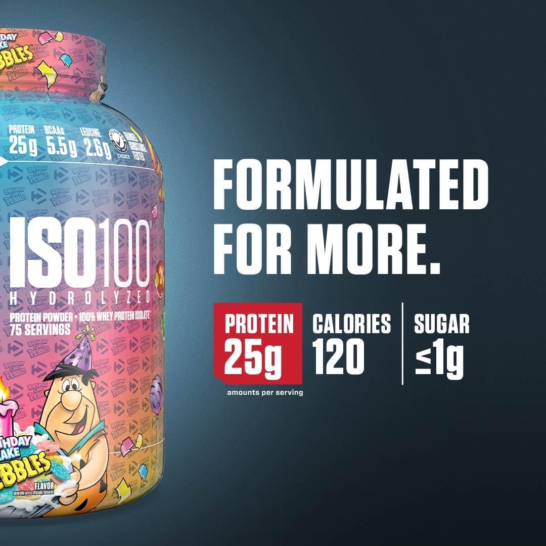 Dymatize ISO100, bouteille pour verser, préparation rapide après l'entraînement.