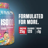 Dymatize ISO100, bouteille pour verser, préparation rapide après l'entraînement.