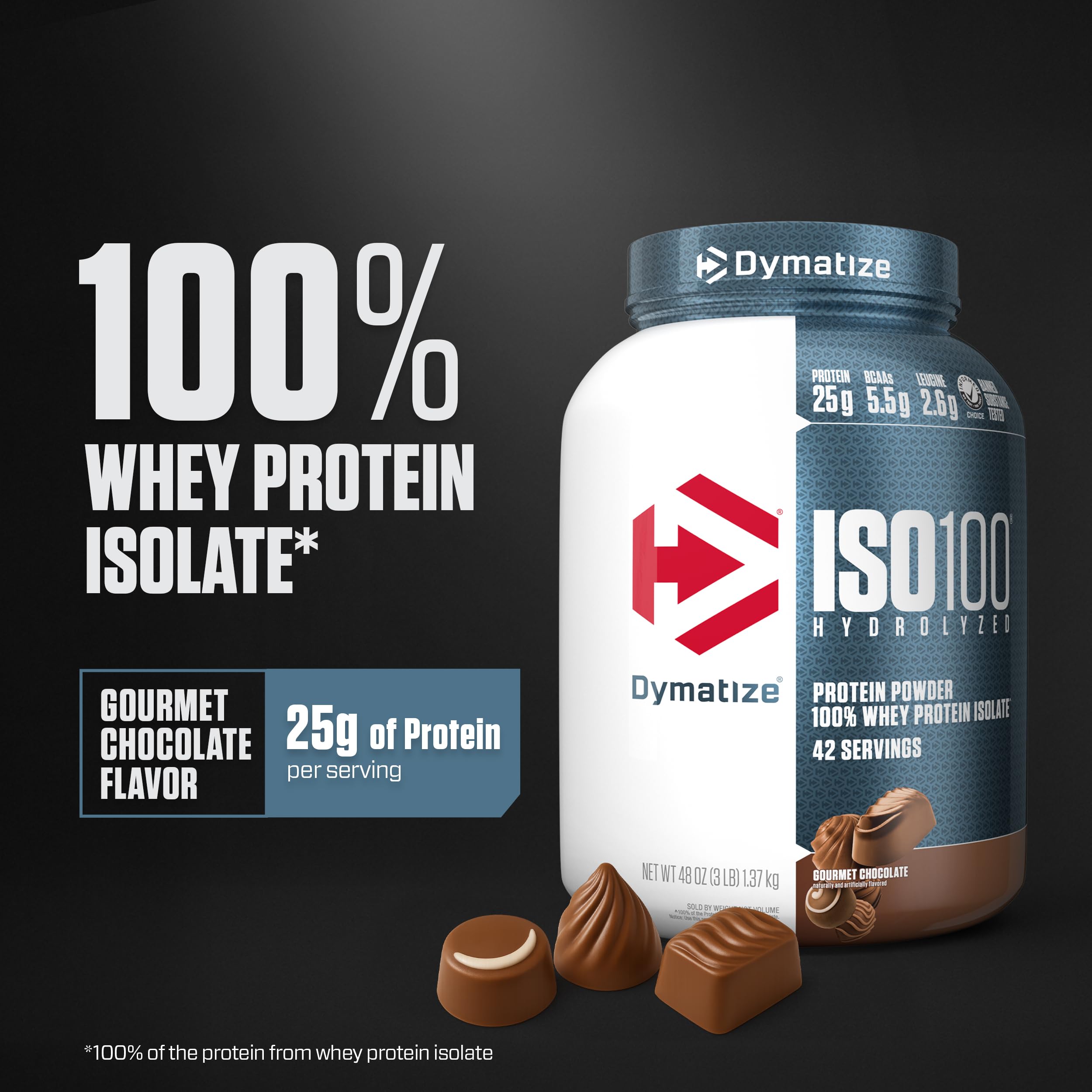 Poudre ISO100 à absorption rapide pour boissons post-entraînement.