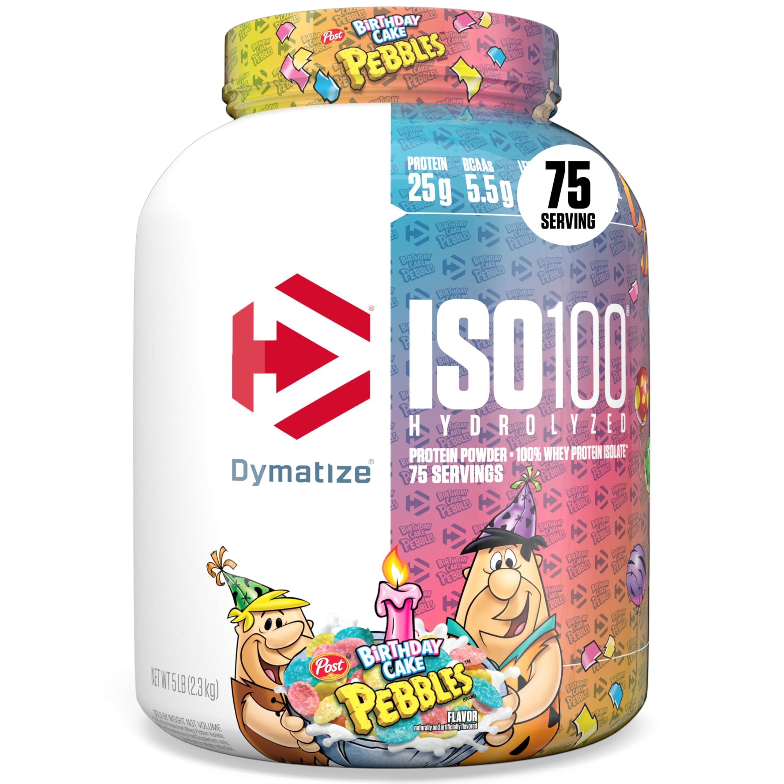 Dymatize ISO100, poudre gâteau anniversaire, source protéique rapide pour soutenir la récupération.