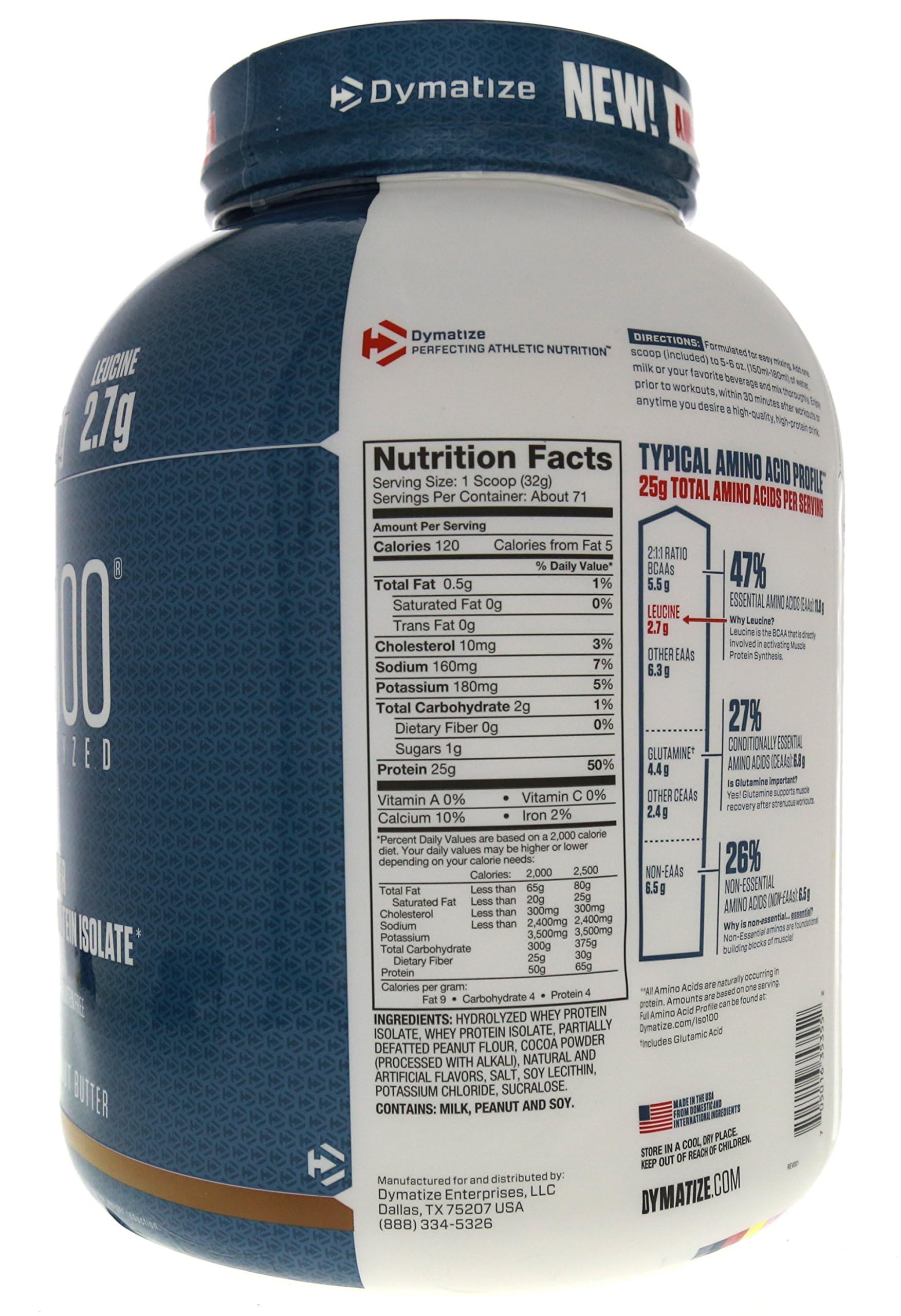 Poudre ISO100 sans gluten et faible en sucre.