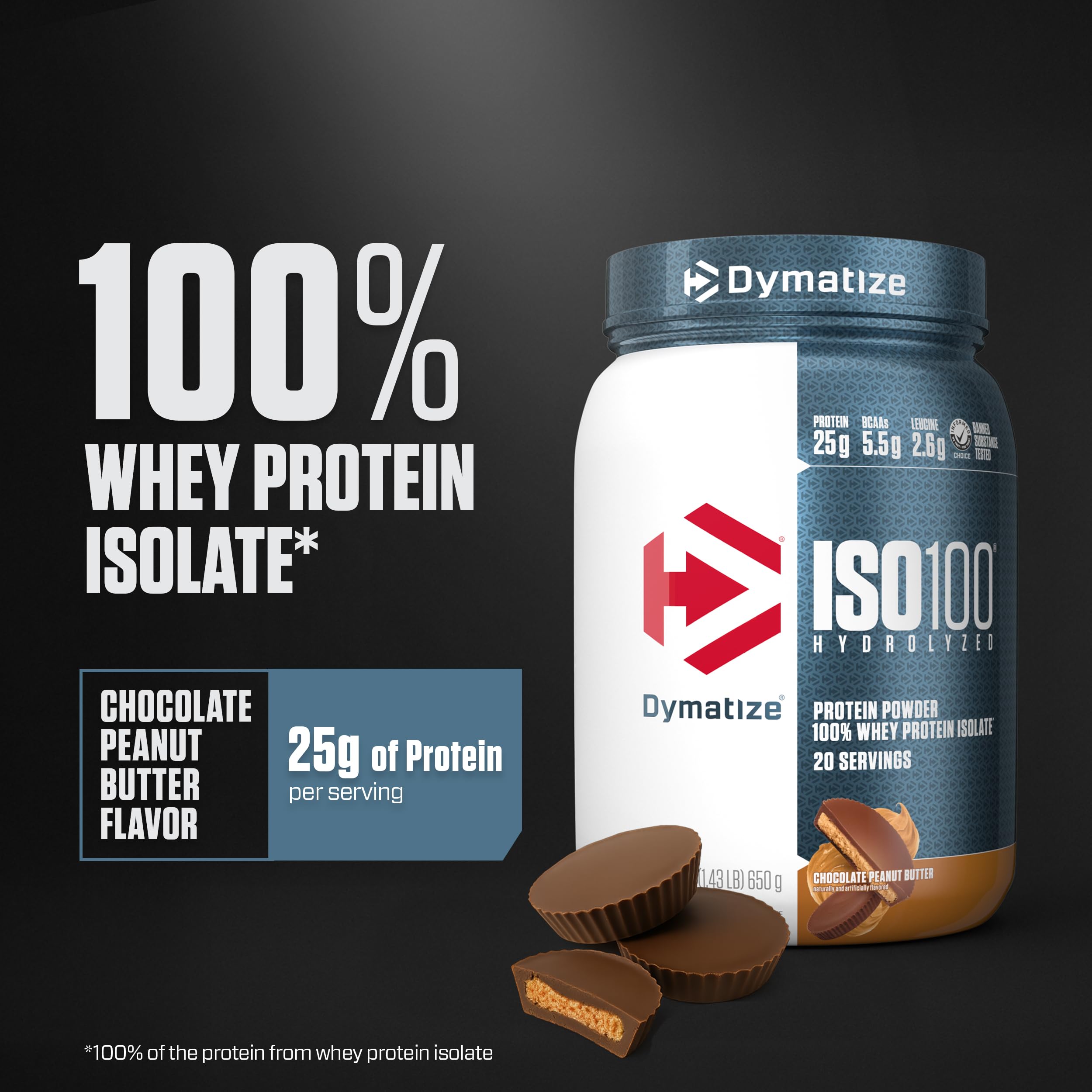 ISO100 de Dymatize, digestion rapide grâce à des protéines fines et faciles à absorber.