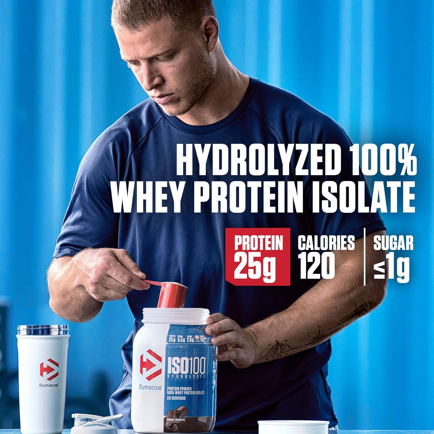 Dymatize ISO100 vanille mélange eau: boisson protéinée légère et efficace.
