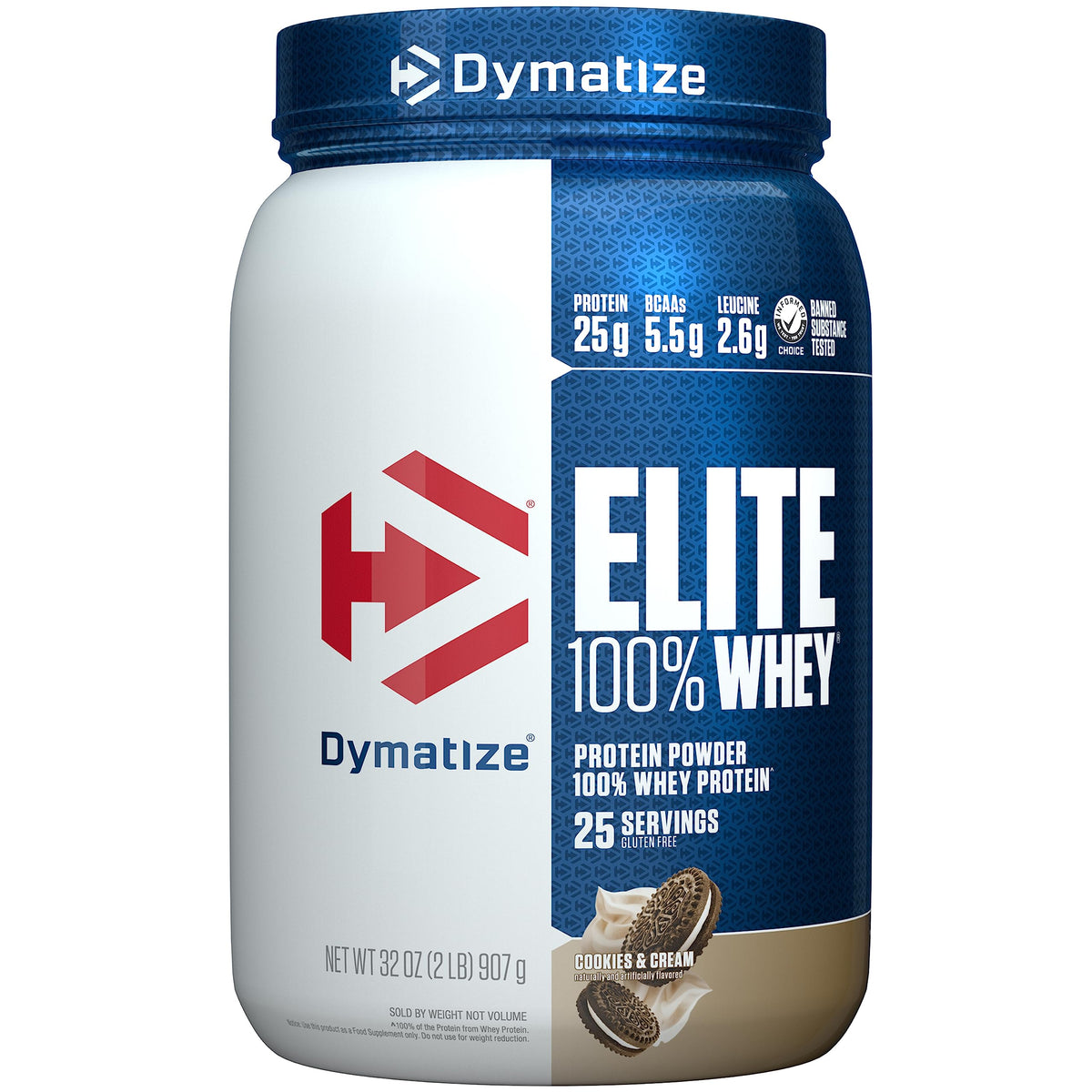 Dymatize Elite 100% Whey Cookies et Creme — flacon, protéine rapide pour l'entraînement