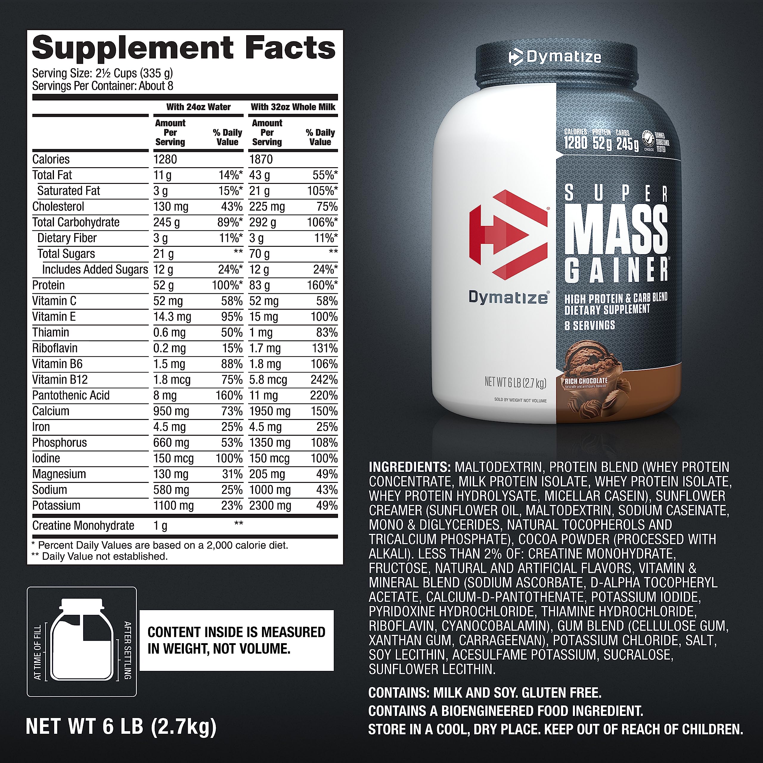 Dymatize Super Mass Gainer — fiche nutritionnelle claire pour suivre les apports