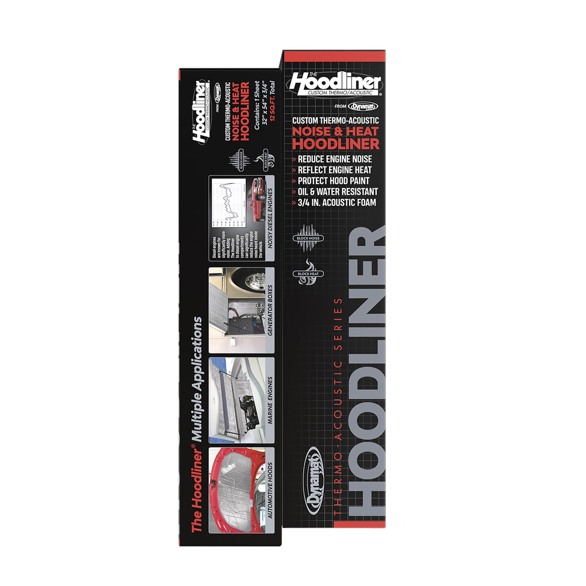 Dynamat Hoodliner, face-produit-avant: aperçu de la mousse absorbante possible.
