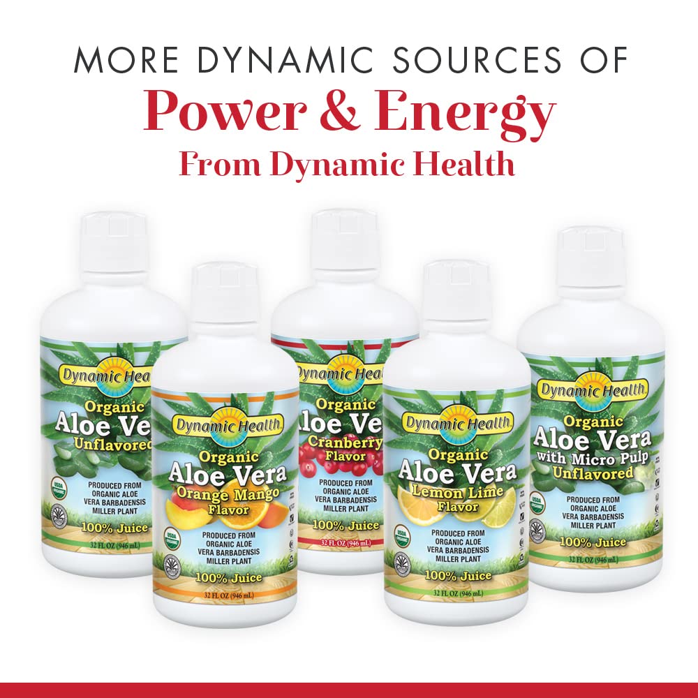 Dynamic Health Aloe Vera Bio pour smoothies et mélanges sans édulcorants.