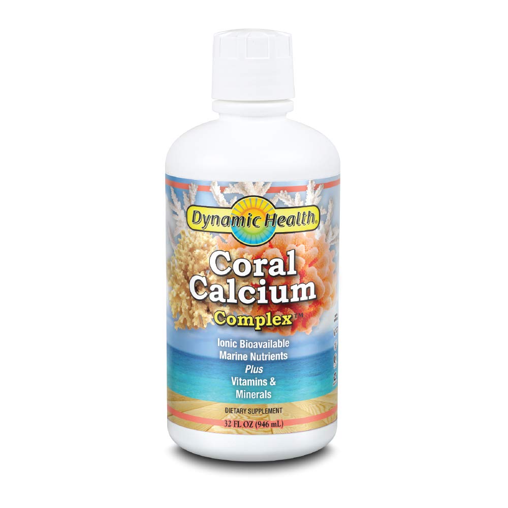 Dynamic Health Complexe calcium de corail — bouteille montrant la formule pour la santé des os.