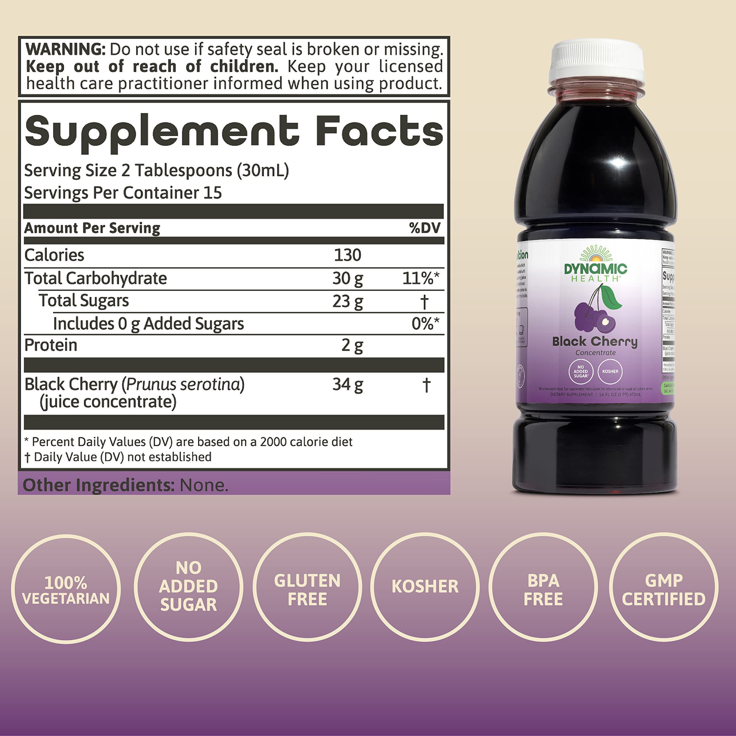 Dynamic Health Concentré cerises noires issus de fruits biologiques.