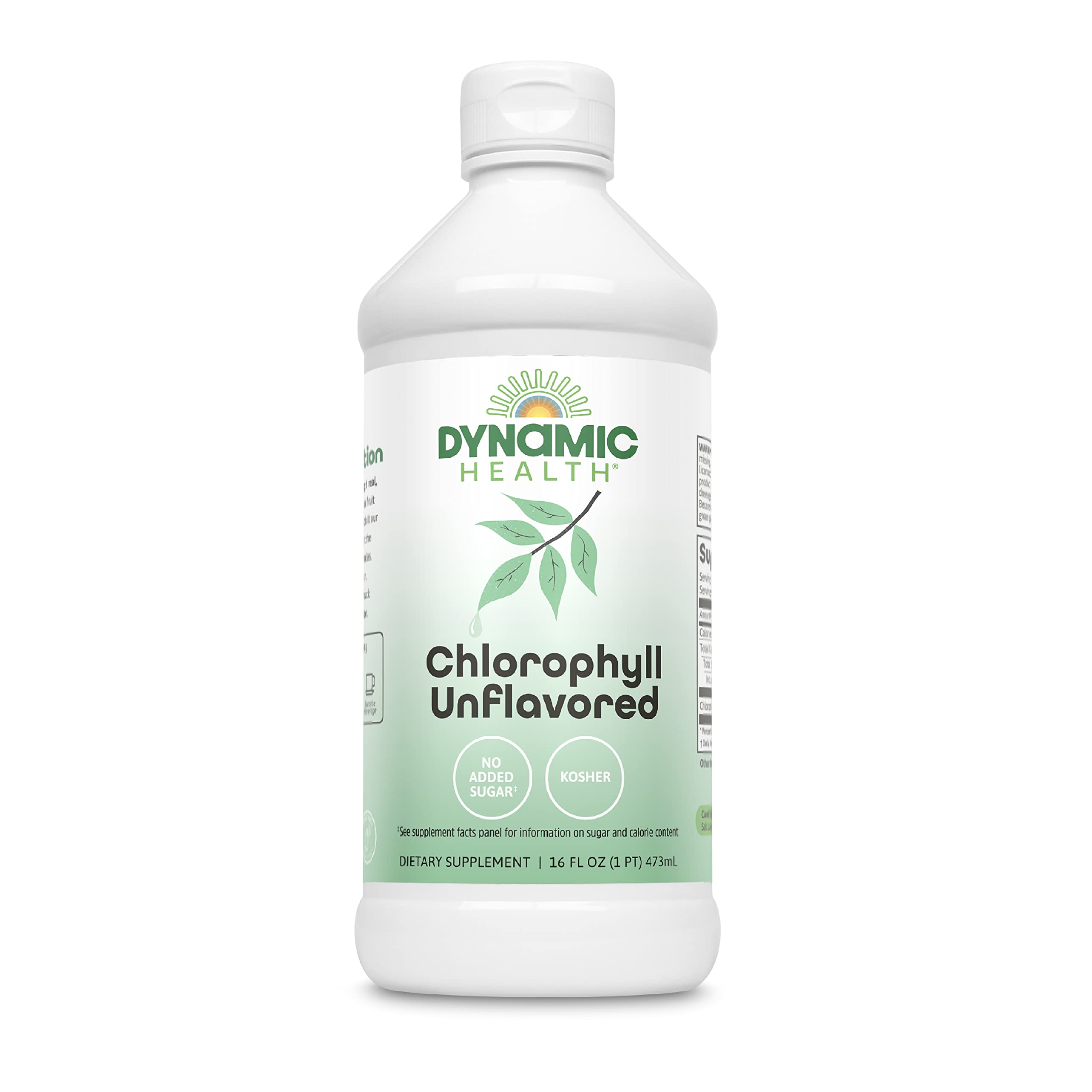 Dynamic Health Chlorophylle liquide – bouteille avec etiquette claire et naturelle.