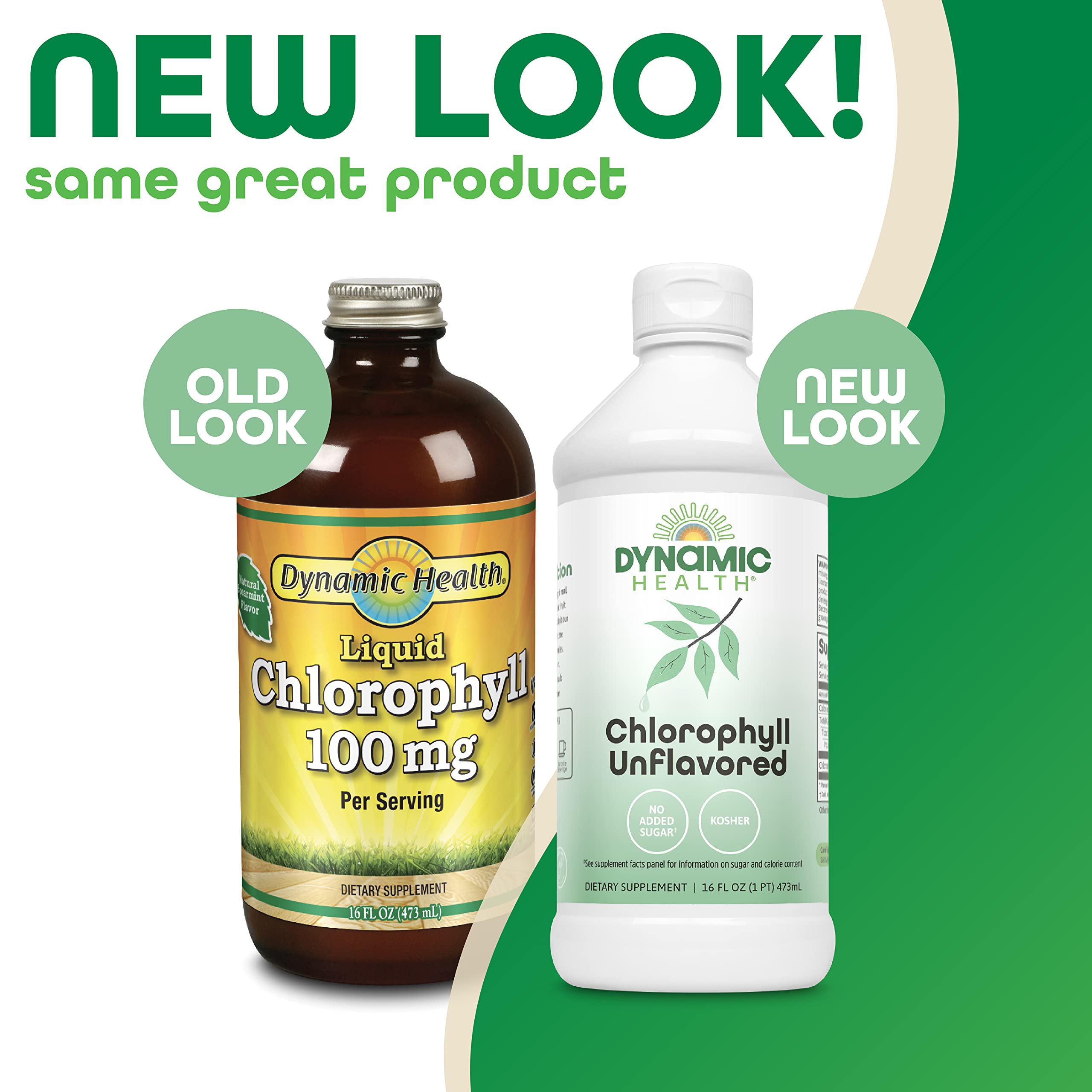 Dynamic Health Chlorophylle liquide – verser dans un verre pour une boisson neutre.