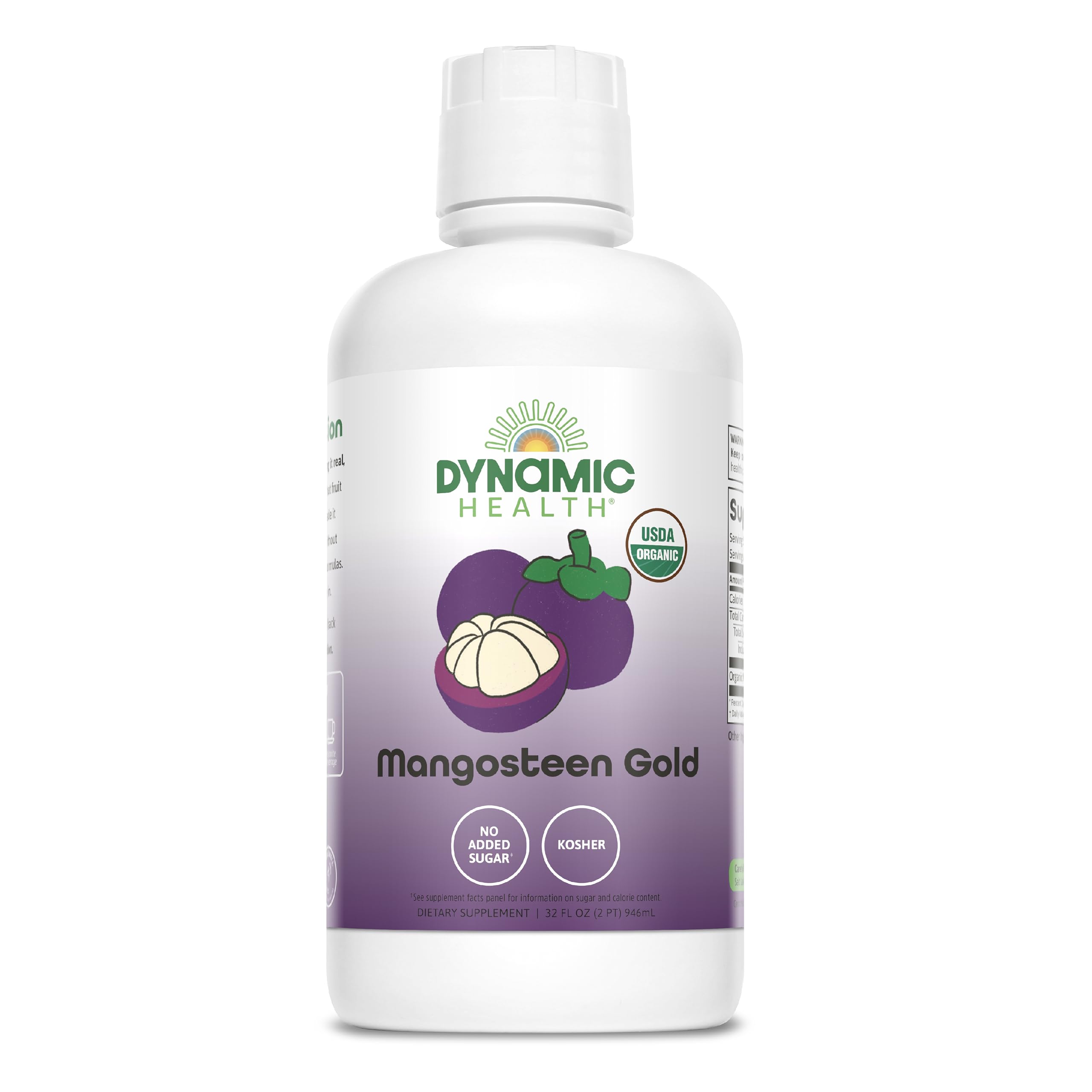 Dynamic Health Mangosteen Gold – bouteille prête à déguster, riche en antioxydants.