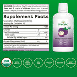 Dynamic Health Mangosteen Gold – étiquette claire sur emballage recyclable et sûr.