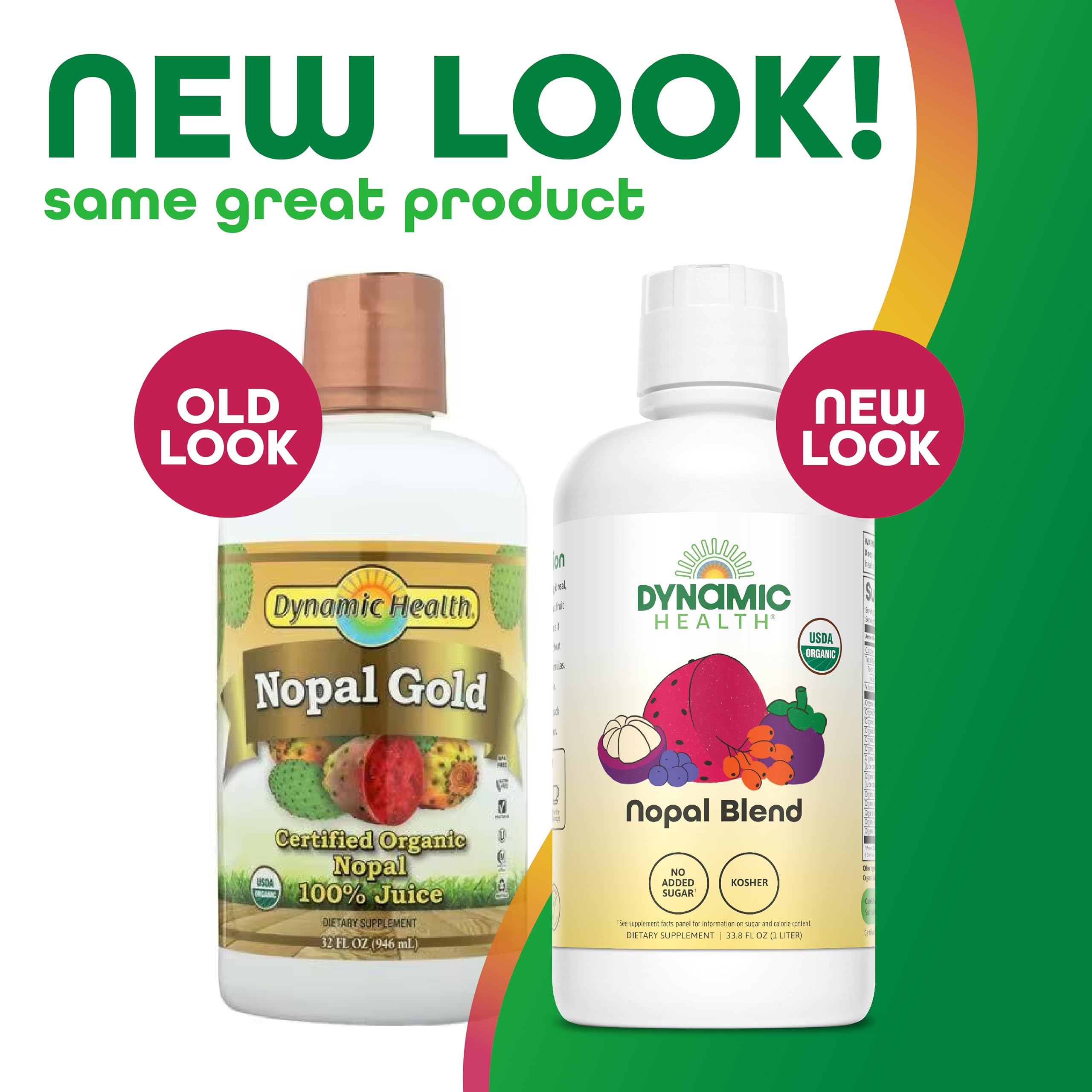 Dynamic Health Nopal Gold — jus biologique prêt à l’emploi, riche en nutriments et polyphénols.