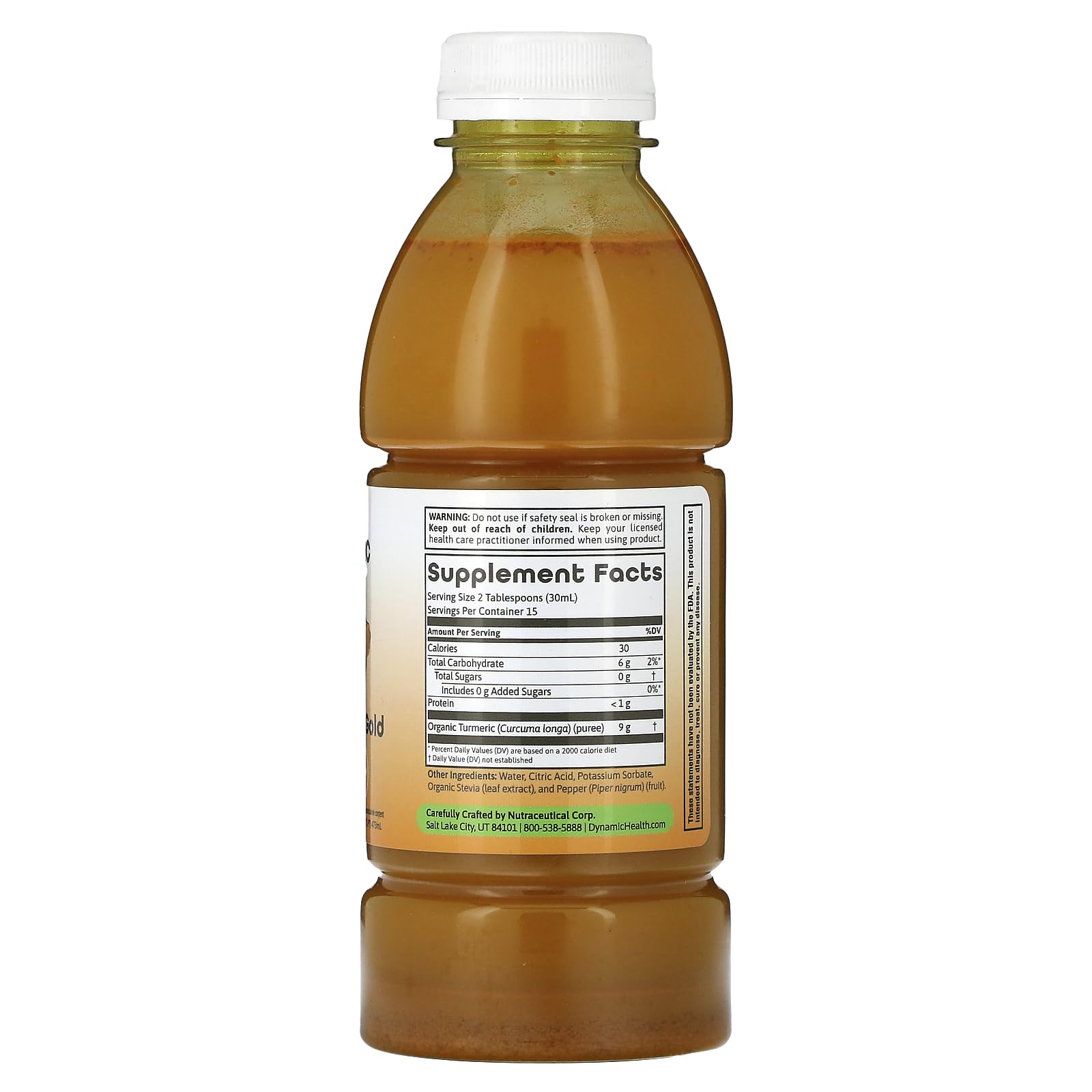 Dynamic Health Turmeric Gold, verre dégustation, soutien possible des articulations