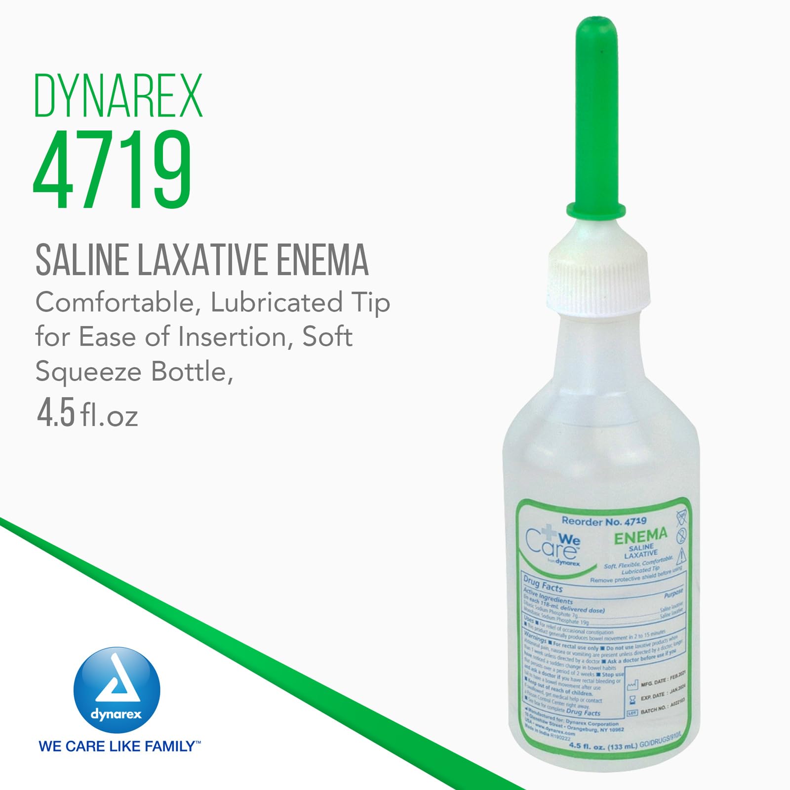 Dynarex lavement rectal tête lubrifiée pour une insertion facile.