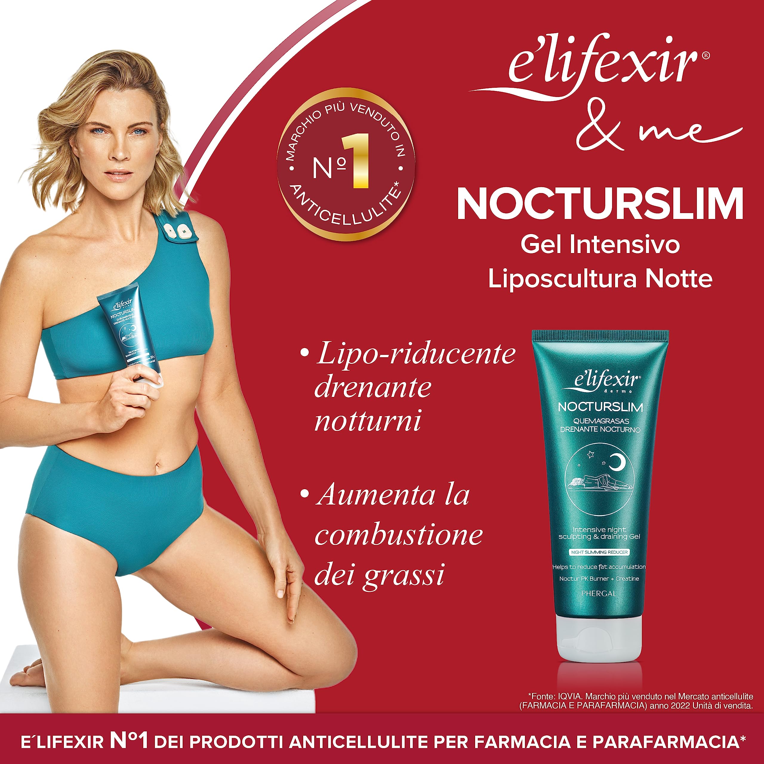 Texture gel E'LIFEXIR Nocturslim, fluide et fraîche pour un rituel nocturne agréable.