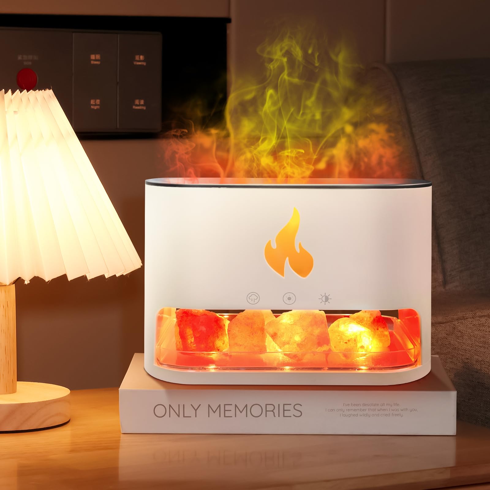 Diffuseur EADAS-ELBOW avec flamme et sel Himalaya, ambiance relaxante