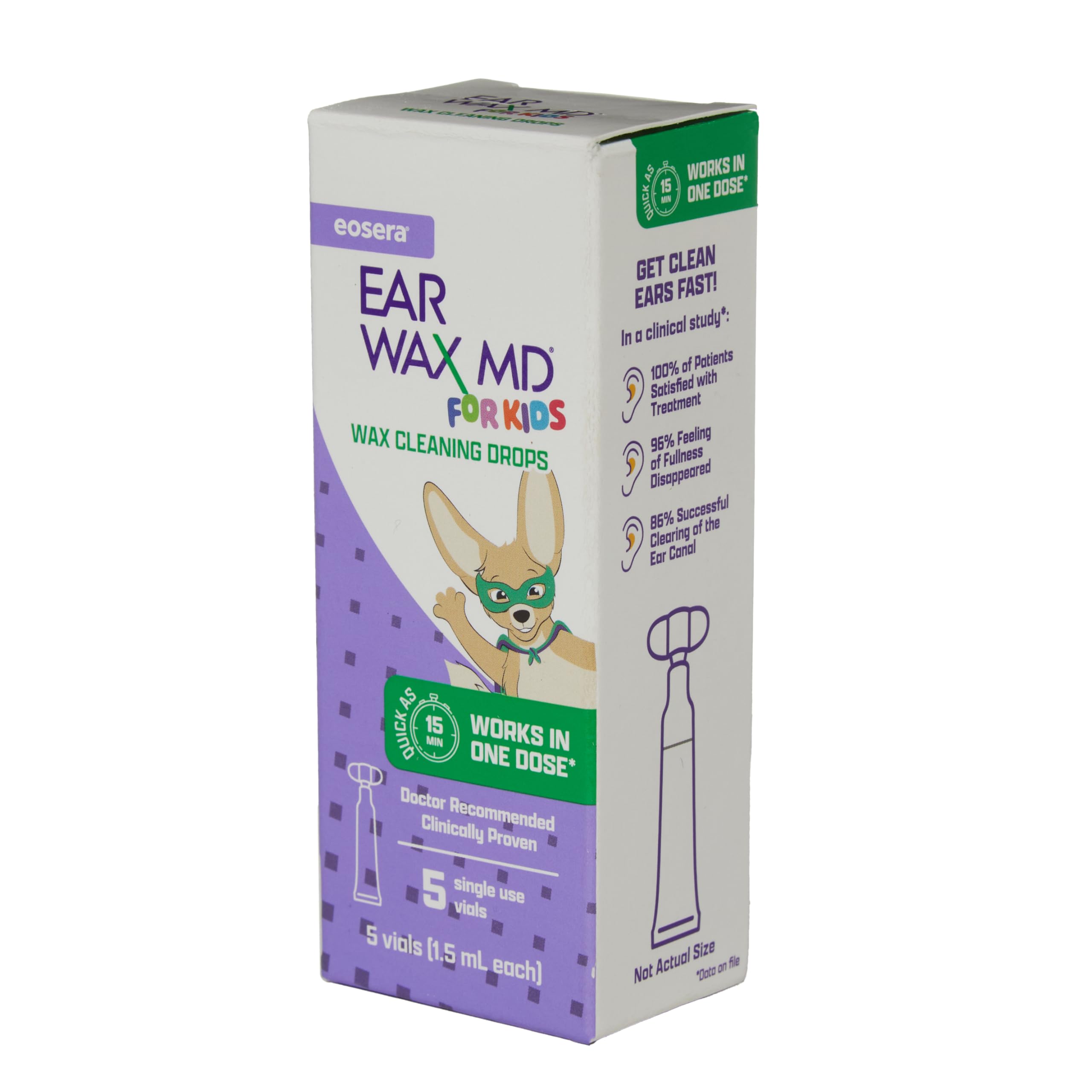 Gouttes Earwax MD dans une bouteille, utilisation facile à la maison.