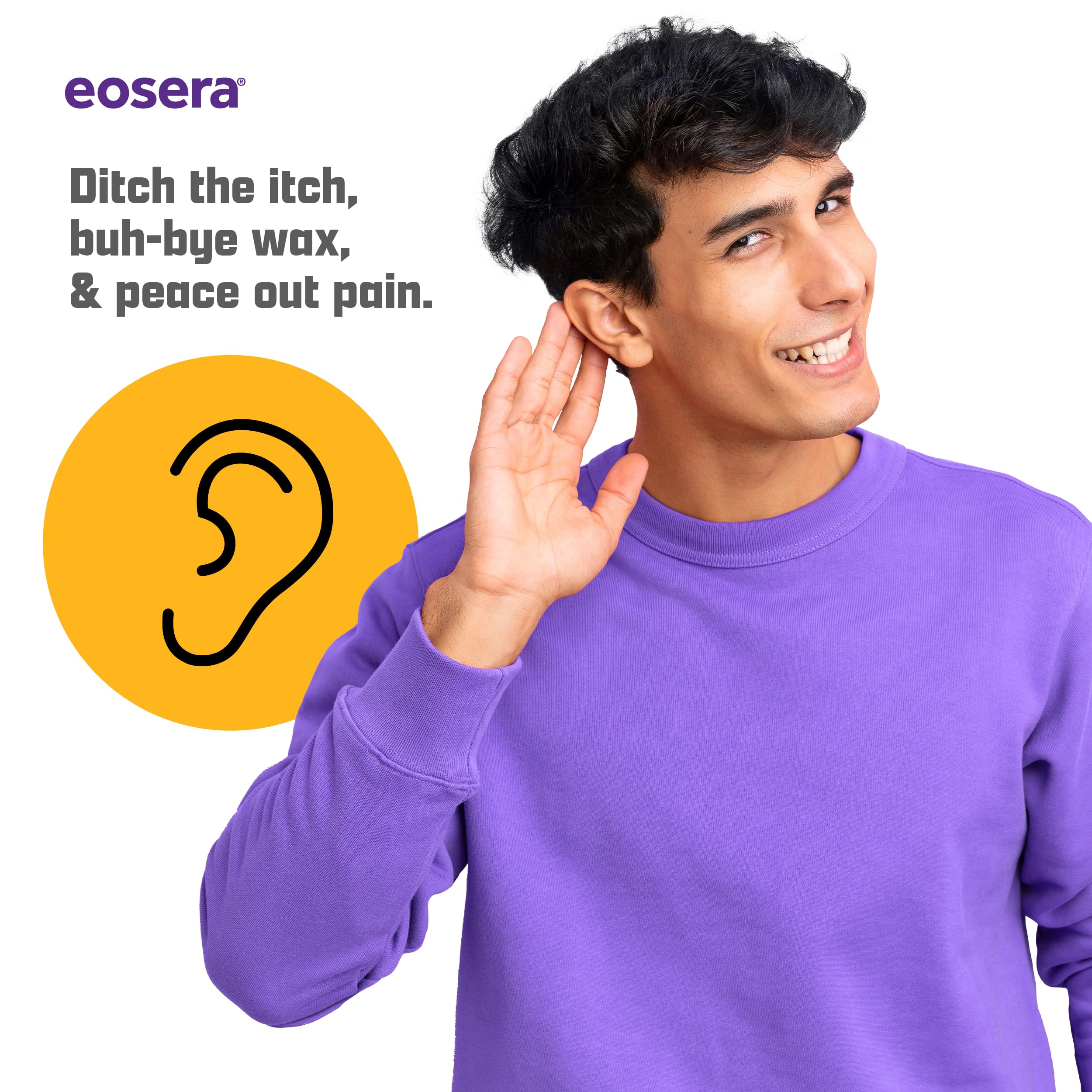 EOSERA Ear Wax MD étape par étape en trois temps pour le nettoyage.