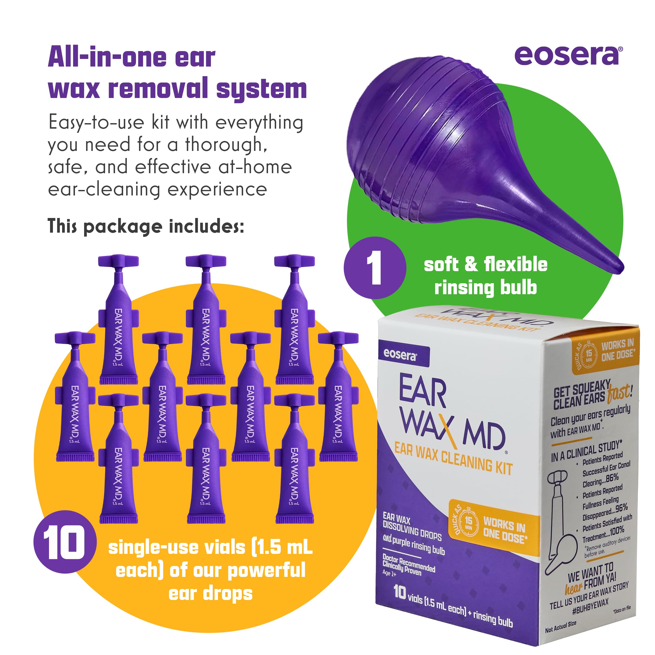EOSERA Ear Wax MD idéal pour porteurs d’écouteurs et d’aides auditives.