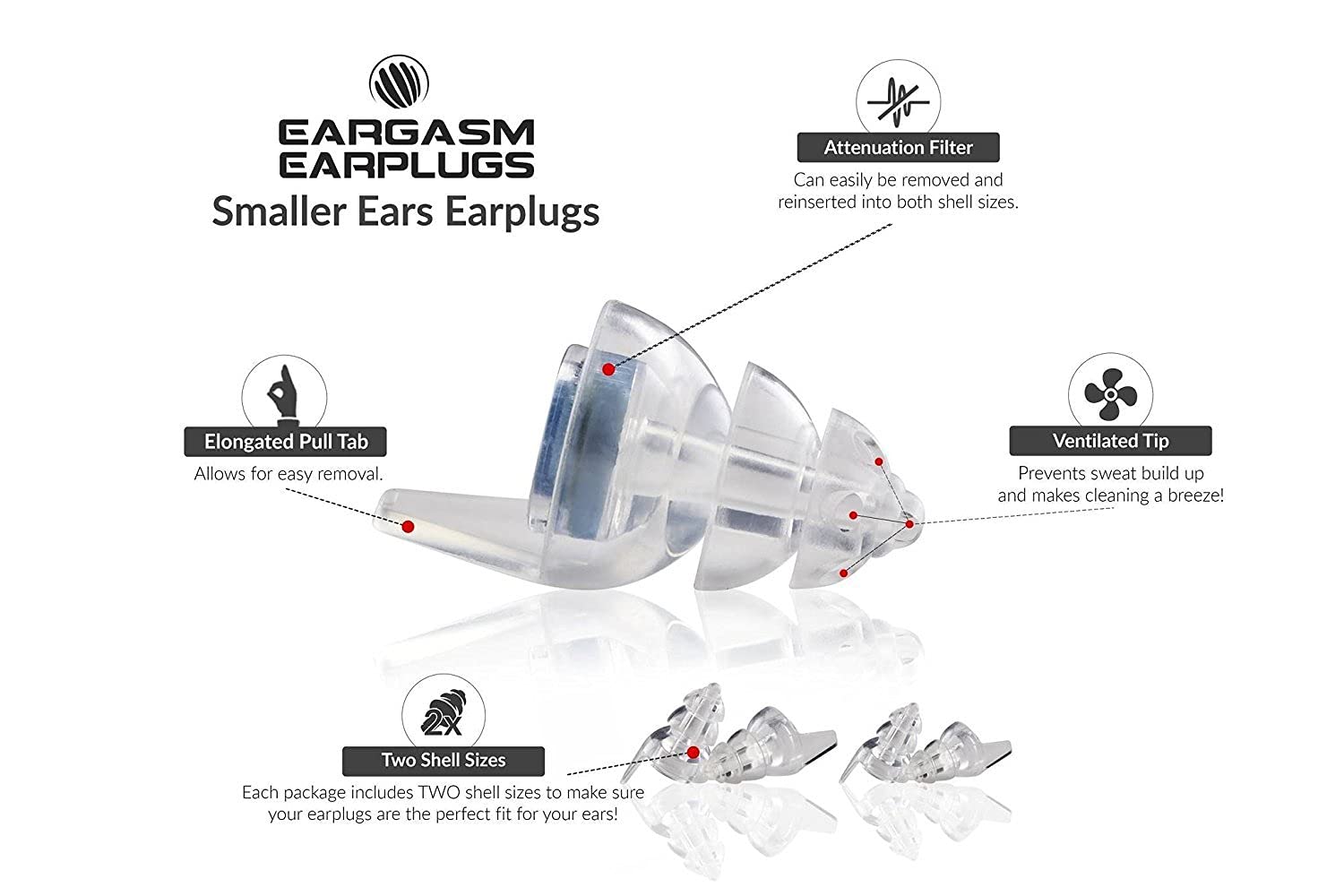 Protection auditive durable et réutilisable Eargasm, facile à nettoyer