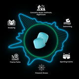 Eargasm Squishies bleu – huit paires incluses: idéal pour toute la famille.