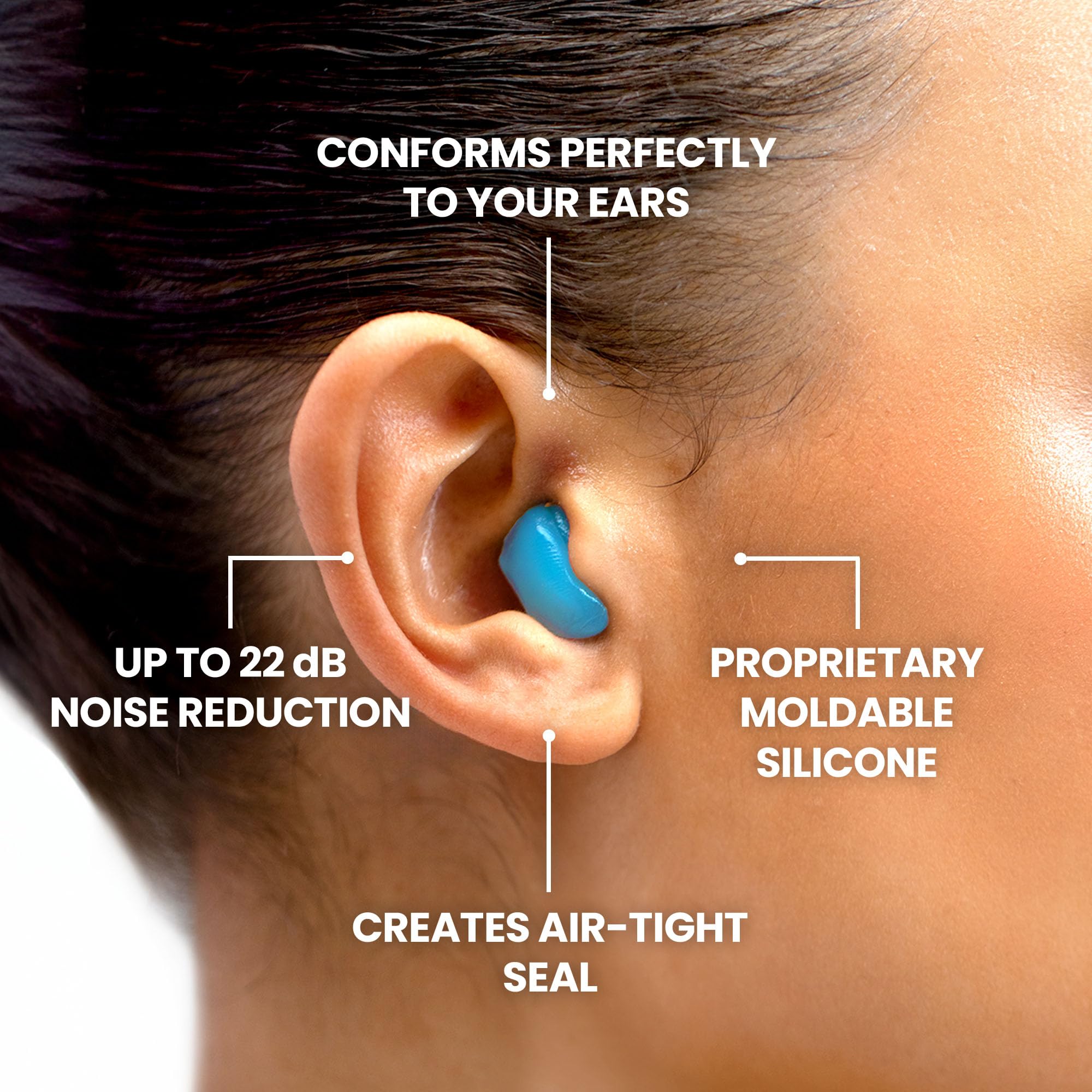 Eargasm Squishies bleu – silicone doux: confort pour oreilles sensibles.