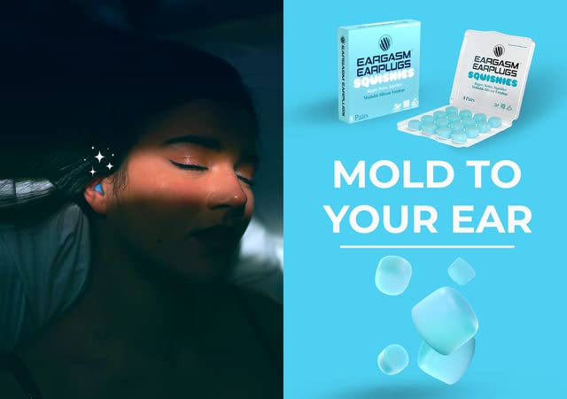 Eargasm Squishies bleu – utilisations multiples: sommeil, travail et natation.