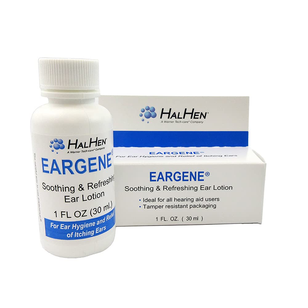 Lotion EARGENE en flacon 1 oz, apaisante pour les oreilles.