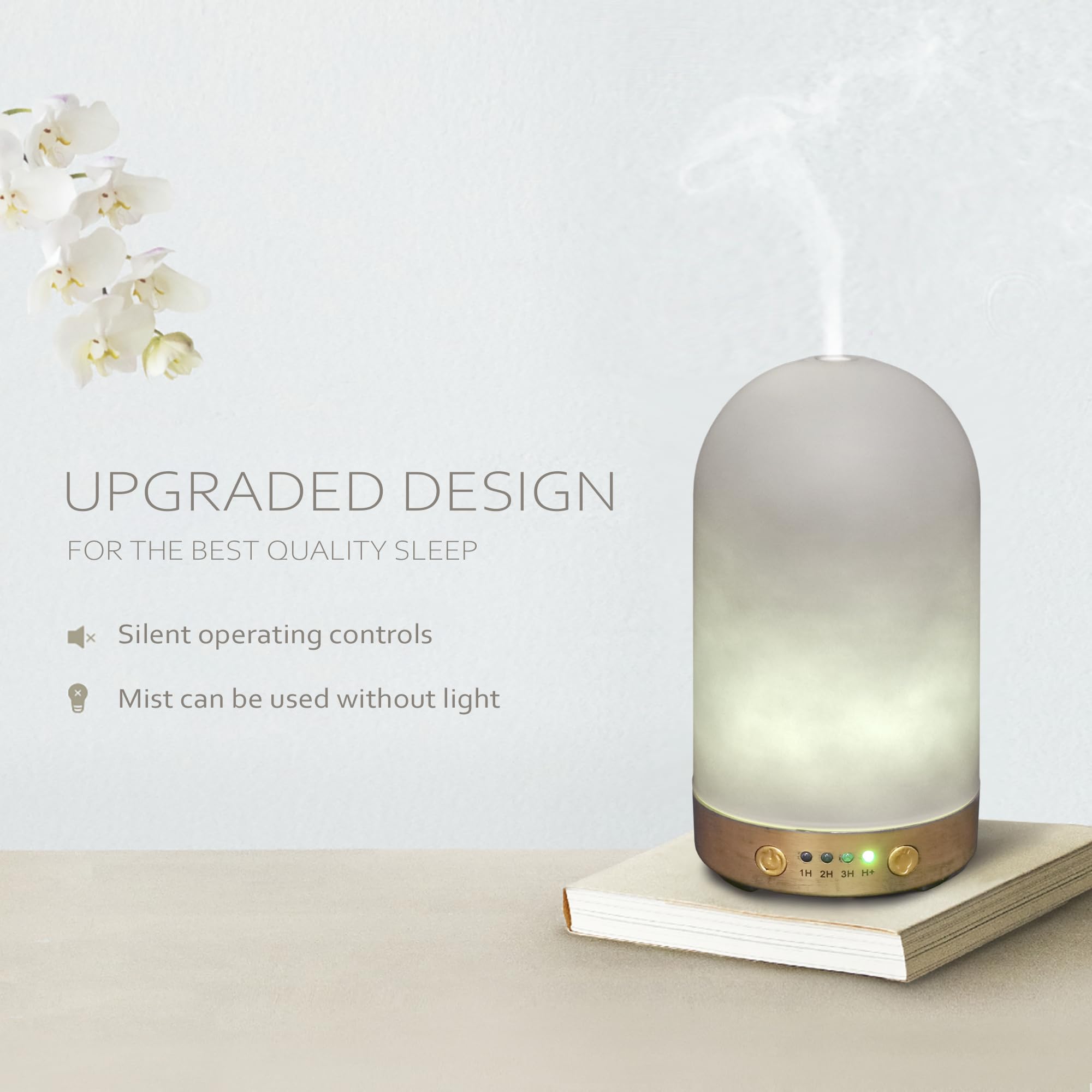 Earnest Living diffuseur en verre 100 ml, arrêt automatique et sécurité