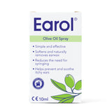 Earol bouteille-dose huile d'olive, application précise pour l'hygiène auditive.