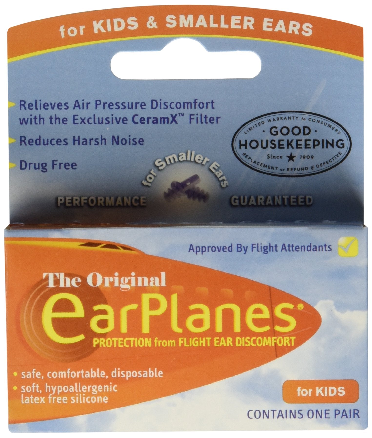 EarPlanes bouchons d’oreilles pour enfants en vol, emballage pratique pour voyager.