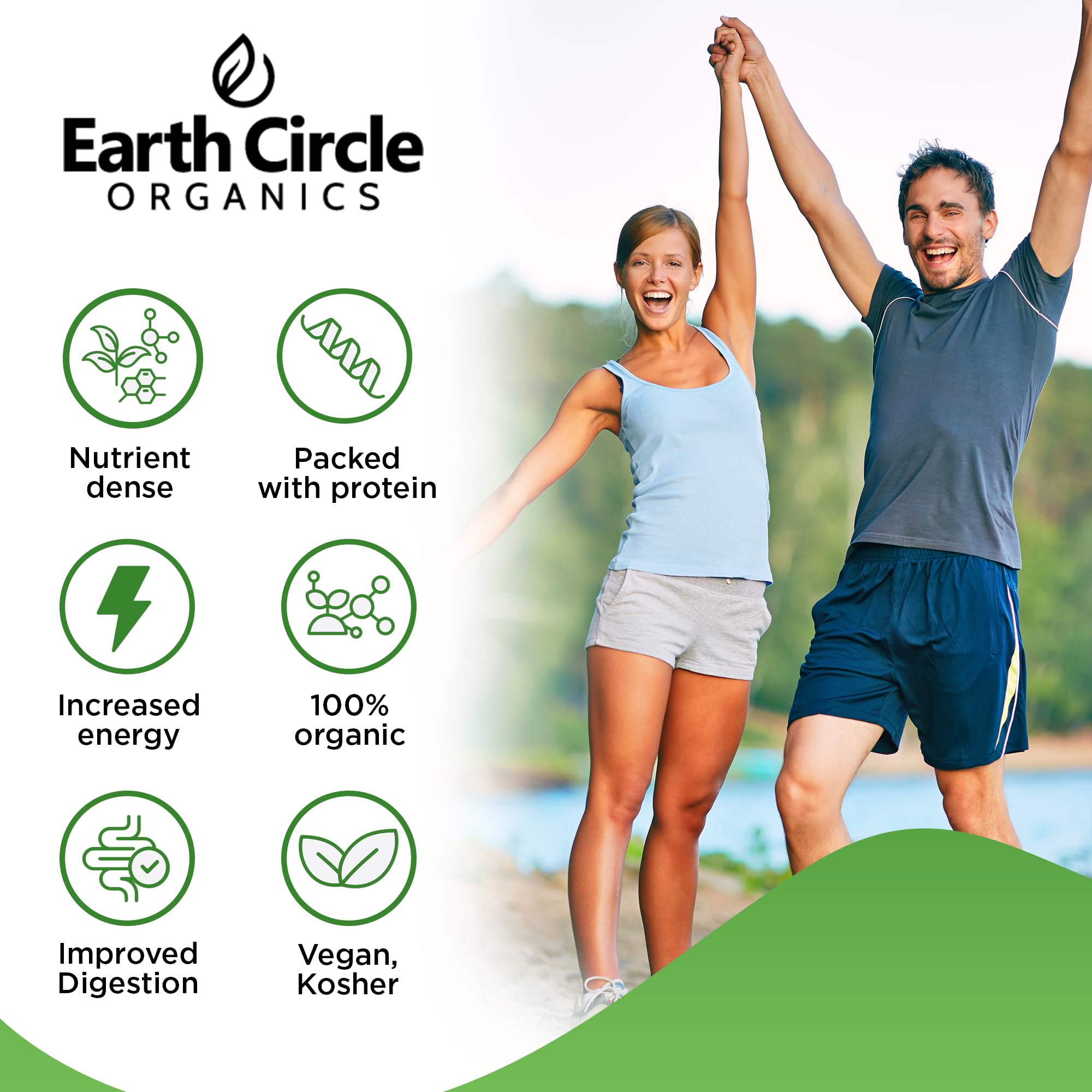 Earth Circle Organics chlorella protéines et fibres — soutien nutritionnel quotidien.